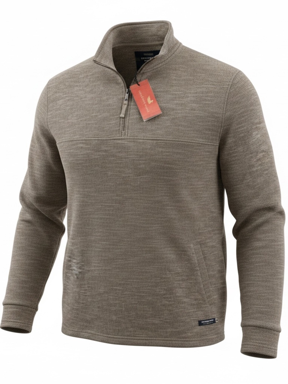 Southern Marsh Olive-Taupe Knit Quarter-Zip Pullover